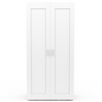Armoire 2 portes VITO blanc et bois penderie 80 cm avec étagères rangement maxi capacité