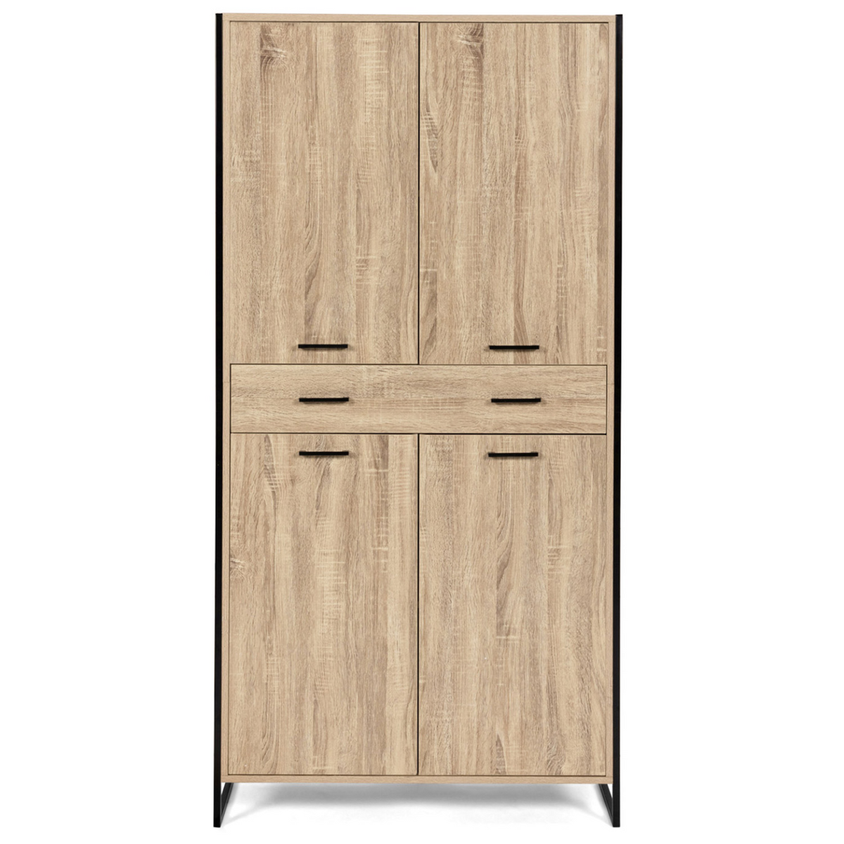 Armoire à chaussures 24 paires LUIS 4 portes avec tiroir design industriel H. 180 cm