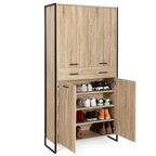 Armoire à chaussures 24 paires LUIS 4 portes avec tiroir design industriel H. 180 cm