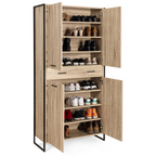 Armoire à chaussures 24 paires LUIS 4 portes avec tiroir design industriel H. 180 cm