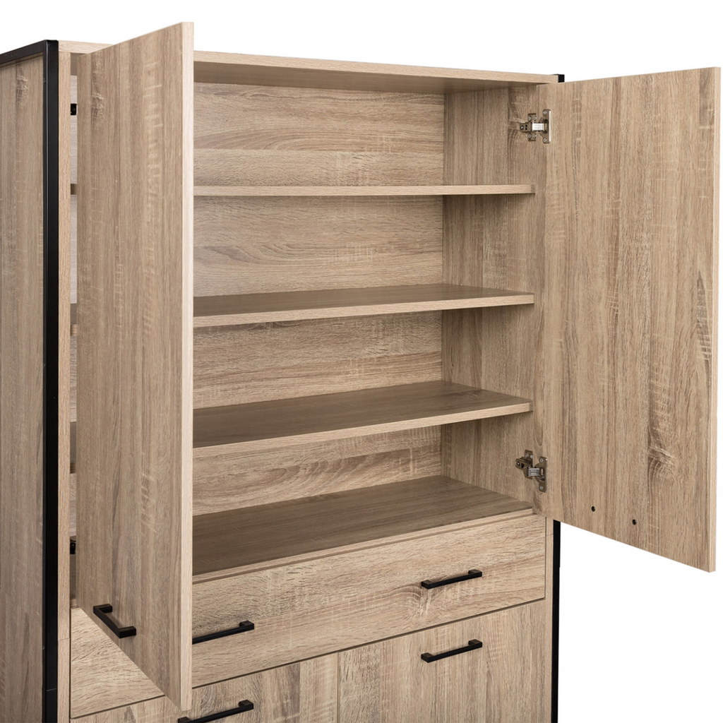 Armoire à chaussures 24 paires LUIS 4 portes avec tiroir design industriel H. 180 cm