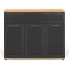 Buffet 100 cm VITO 3 portes et 1 tiroir noir et plateau bois