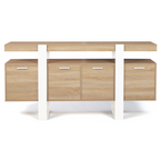 Buffet 160 cm PHOENIX XXL 4 portes bois et blanc