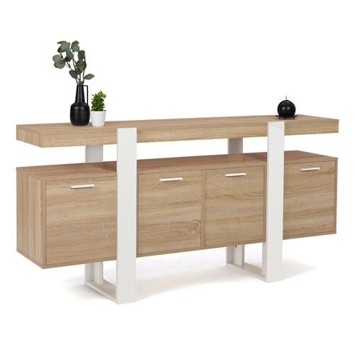 Buffet 160 cm PHOENIX XXL 4 portes bois et blanc