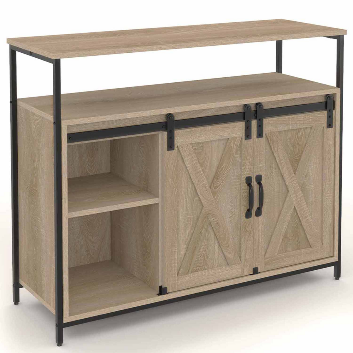 Buffet 100 cm QUEBEC 2 portes grange coulissantes design industriel