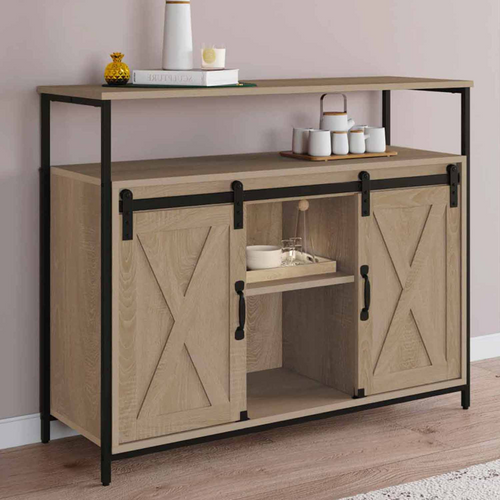 Buffet 100 cm QUEBEC 2 portes grange coulissantes design industriel