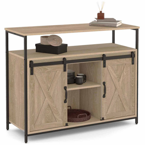 Buffet 100 cm QUEBEC 2 portes grange coulissantes design industriel