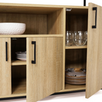 Buffet 140 cm DETROIT 4 portes avec niche design industriel