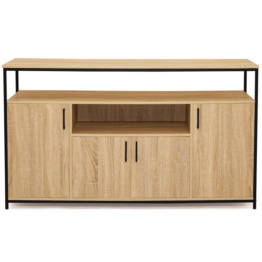 Buffet 140 cm DETROIT 4 portes avec niche design industriel