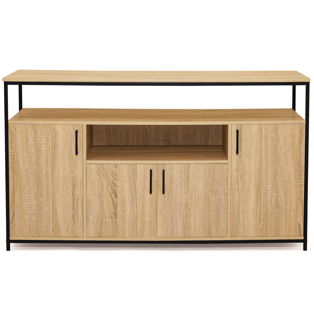 Buffet 140 cm DETROIT 4 portes avec niche design industriel