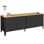 Buffet bas 140 cm ESTER 4 portes métal noir et plateau bois design industriel