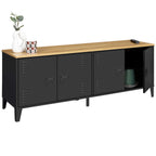 Buffet bas 140 cm ESTER 4 portes métal noir et plateau bois design industriel
