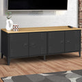 Buffet bas 140 cm ESTER 4 portes métal noir et plateau bois design industriel