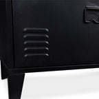 Buffet bas 140 cm ESTER 4 portes métal noir et plateau bois design industriel