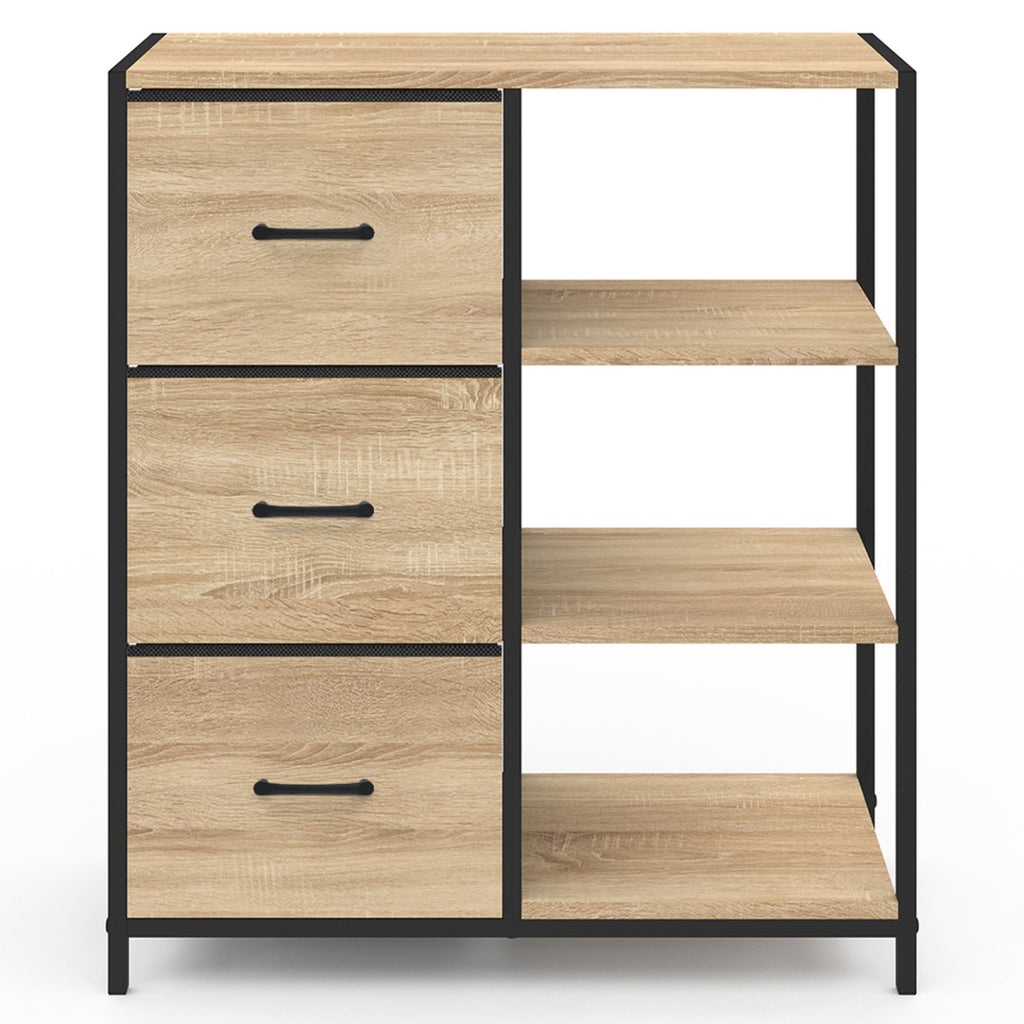 Buffet d'appoint 3 tiroirs et étagères 70 cm UTAH design industriel