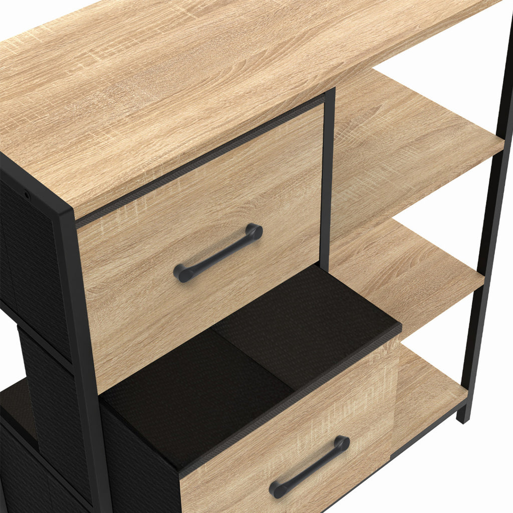 Buffet d'appoint 3 tiroirs et étagères 70 cm UTAH design industriel