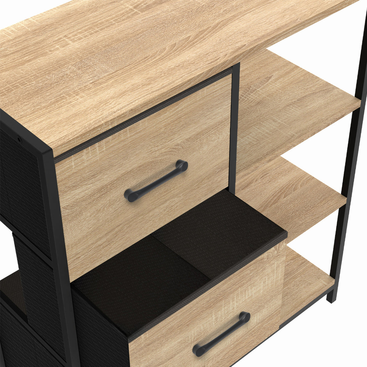 Buffet d'appoint 3 tiroirs et étagères 70 cm UTAH design industriel