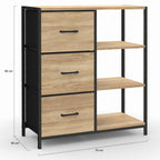 Buffet d'appoint 3 tiroirs et étagères 70 cm UTAH design industriel