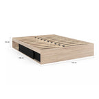 Cadre de lit double SALEM avec rangements et sommier 140 x 190 cm façon hêtre et noir