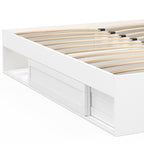 Cadre de lit double SALEM avec rangements et sommier 160 x 200 cm blanc