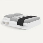Cadre de lit double SALEM avec rangements et sommier 160 x 200 cm blanc
