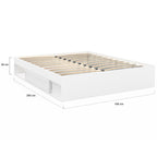 Cadre de lit double SALEM avec rangements et sommier 160 x 200 cm blanc