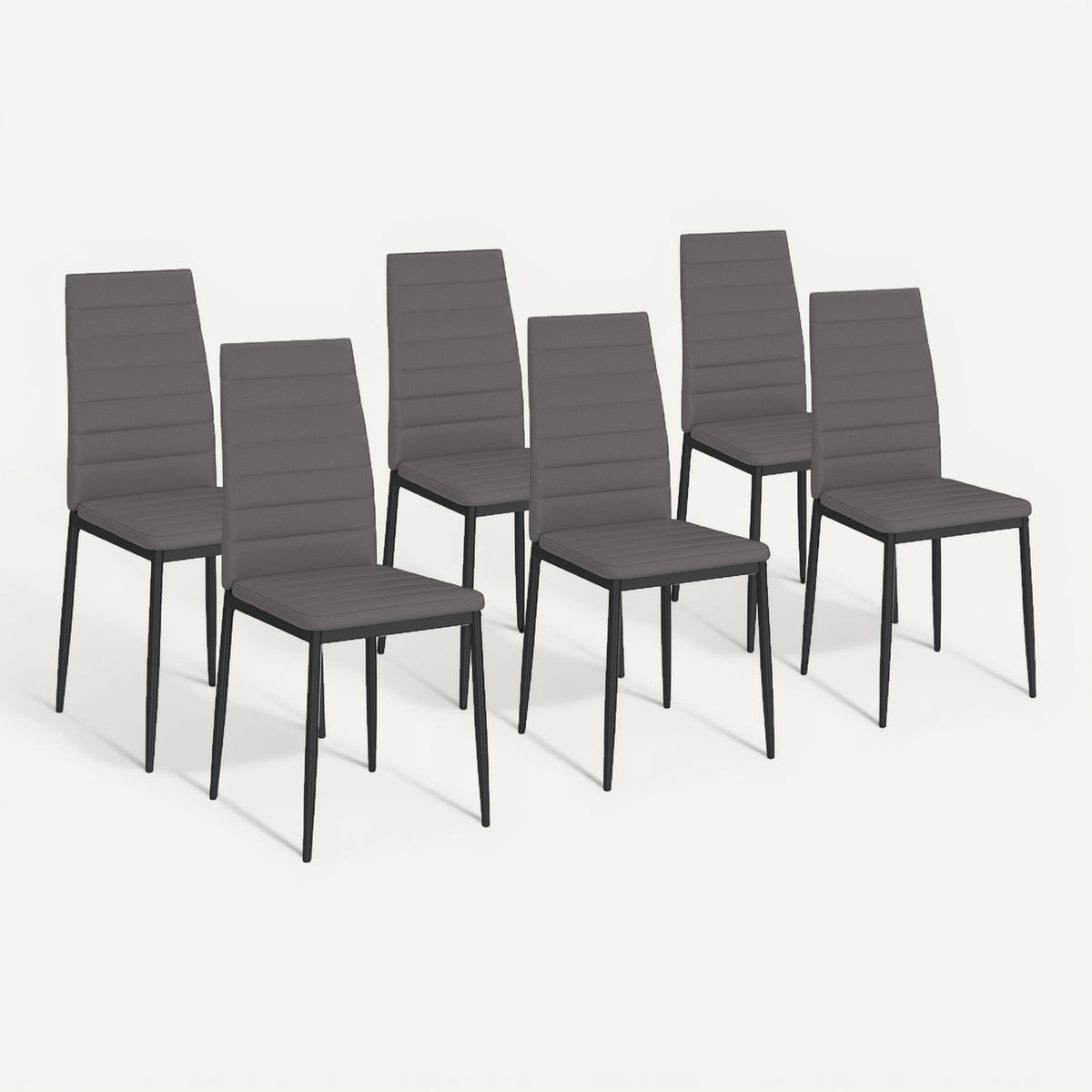 Lot de 6 chaises ROMANE grises pour salle à manger