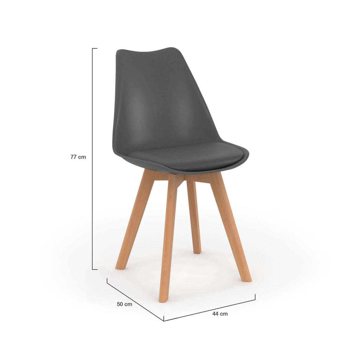 Lot de 4 chaises scandinaves SARA gris foncé pour salle à manger