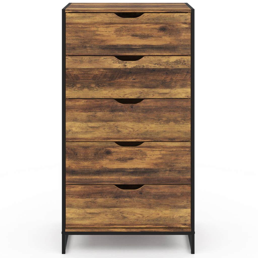 Chiffonnier 5 tiroirs HAWKINS 60x40x110 cm commode semainier design industriel