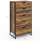 Chiffonnier 5 tiroirs HAWKINS 60x40x110 cm commode semainier design industriel