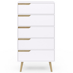 Chiffonnier 5 tiroirs HELSINKI 60x36x110 cm commode semainier blanc design scandinave