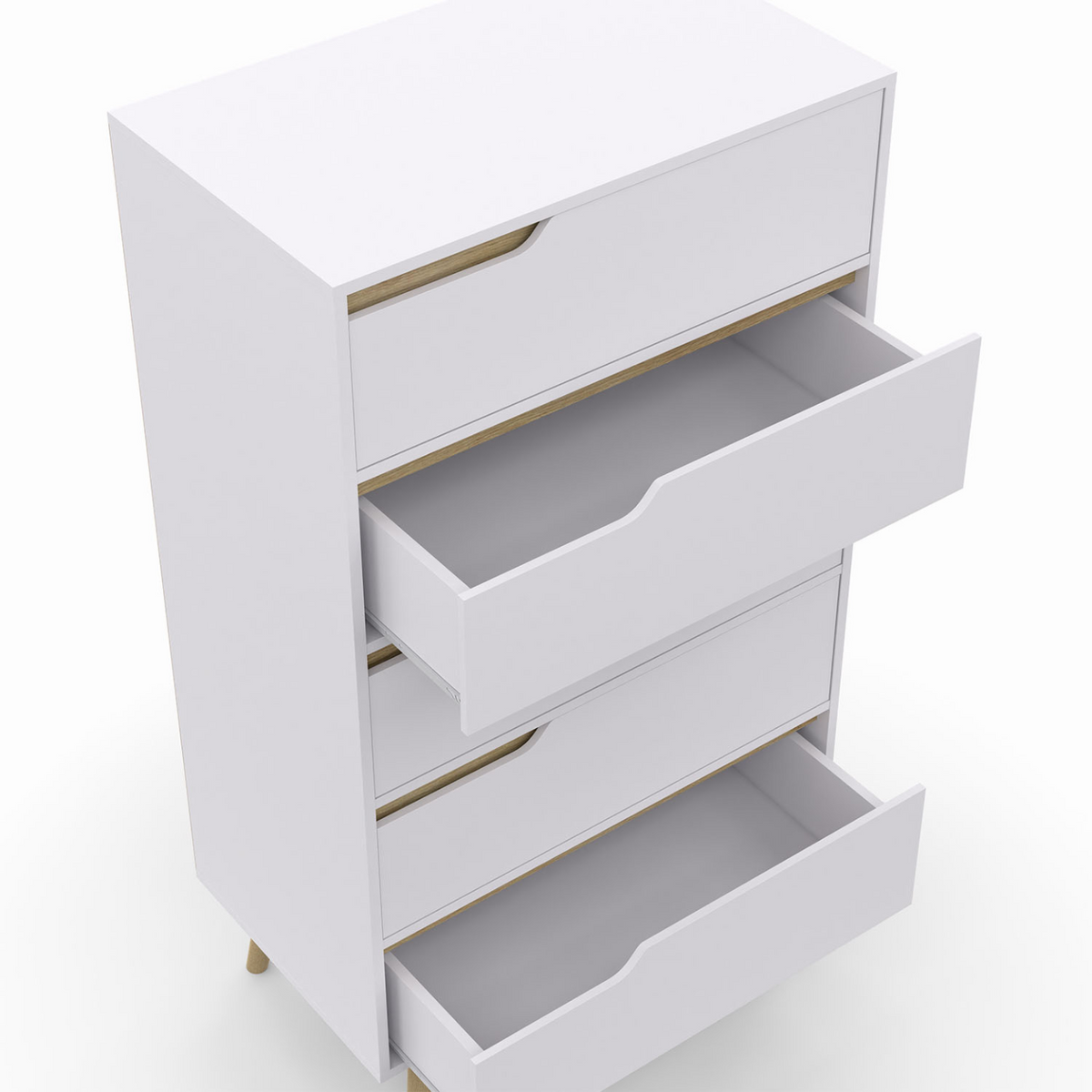 Chiffonnier 5 tiroirs HELSINKI 60x36x110 cm commode semainier blanc design scandinave