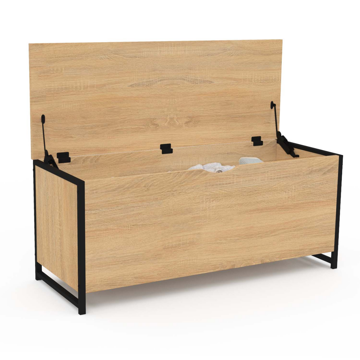 Banc coffre rangement sur pied 100 cm DETROIT design industriel