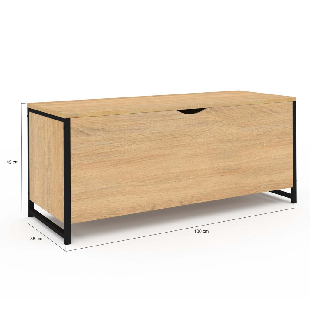 Banc coffre rangement sur pied 100 cm DETROIT design industriel