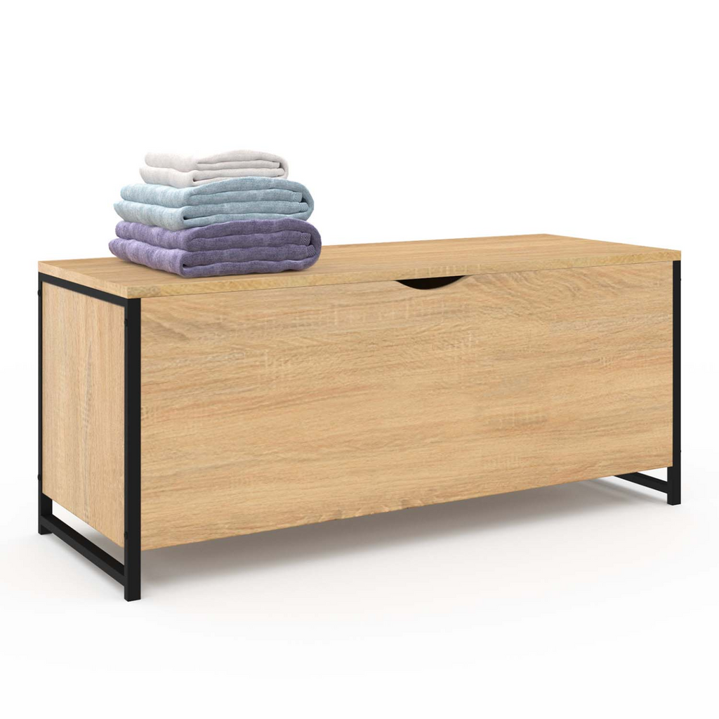 Banc coffre rangement sur pied 100 cm DETROIT design industriel