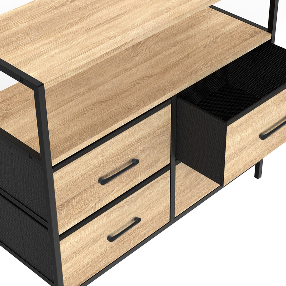Commode 4 tiroirs en tissu UTAH 80 cm meuble de rangement design industriel