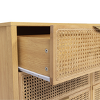 Commode 6 tiroirs EDHEN 115 cm bois et cannage