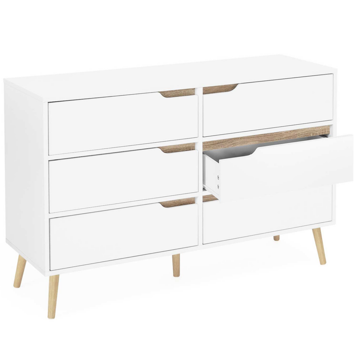 Commode 6 tiroirs HELSINKI 115 cm scandinave blanc