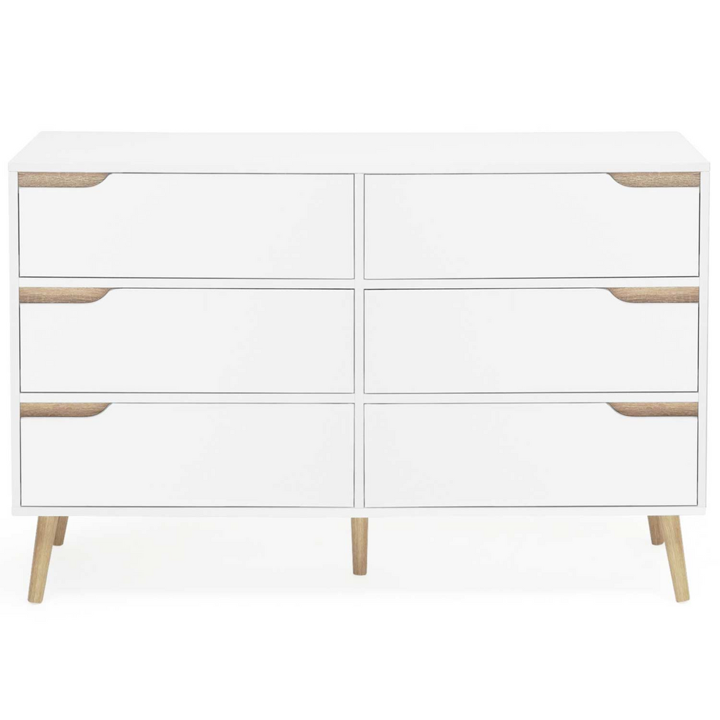Commode 6 tiroirs HELSINKI 115 cm scandinave blanc