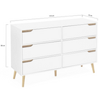 Commode 6 tiroirs HELSINKI 115 cm scandinave blanc