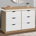 Commode 6 tiroirs LUNA à LEDS 115 cm blanc et effet bois