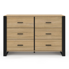 Commode 6 tiroirs ONYX 115 cm bois et noir