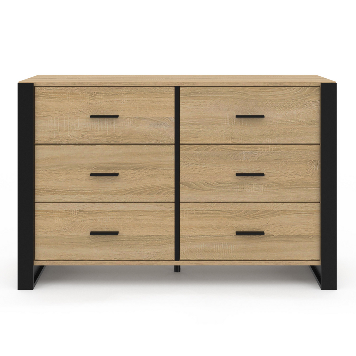 Commode 6 tiroirs ONYX 115 cm bois et noir