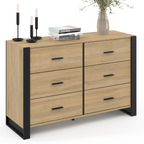 Commode 6 tiroirs ONYX 115 cm bois et noir