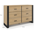 Commode 6 tiroirs ONYX 115 cm bois et noir
