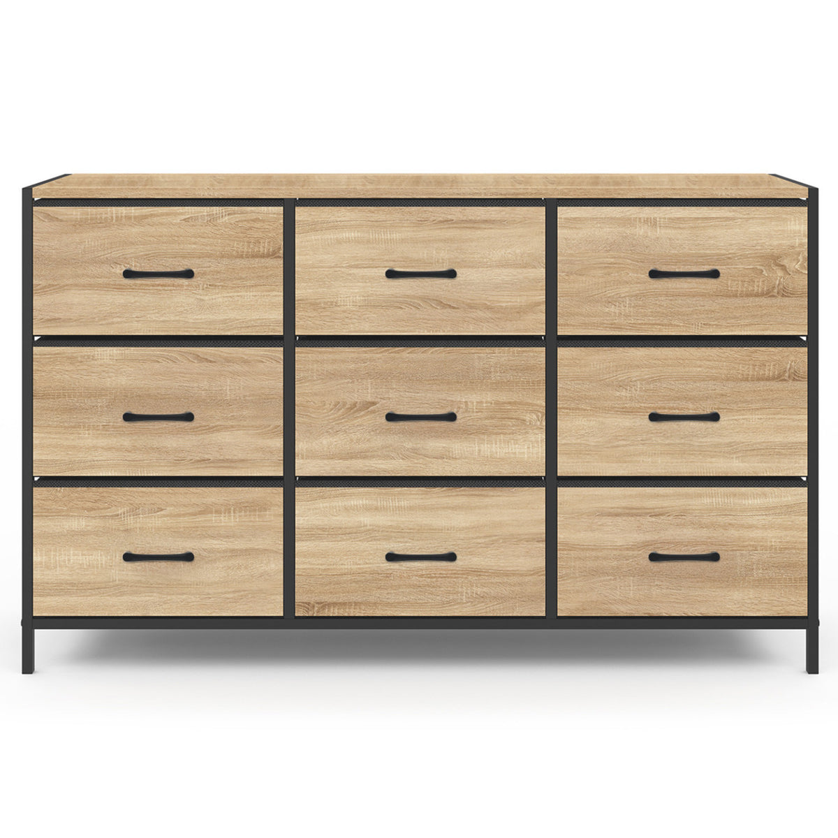 Commode 9 tiroirs en tissu UTAH 115 cm meuble de rangement design industriel