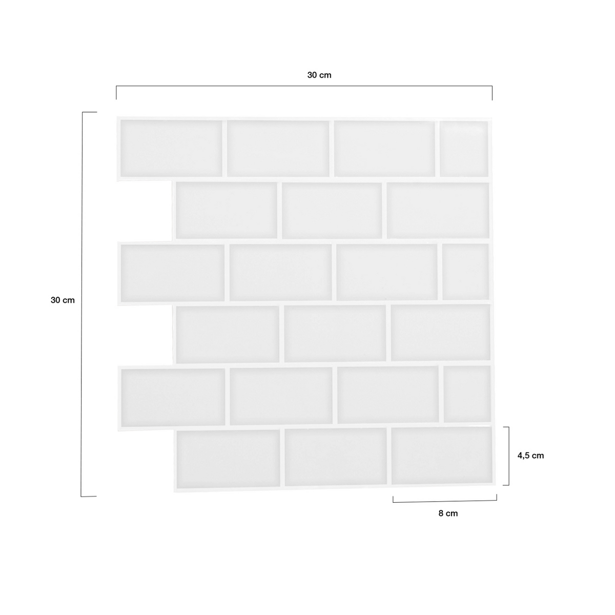 Crédence adhésive murale effet carrelage métro blanc 10 pcs 30x30 cm