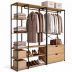 Dressing modulable double penderie étagères et 2 tiroirs DETROIT design industriel