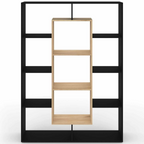 Etagère bibliothèque COLETTE avec 11 compartiments noir et effet bois 143 cm