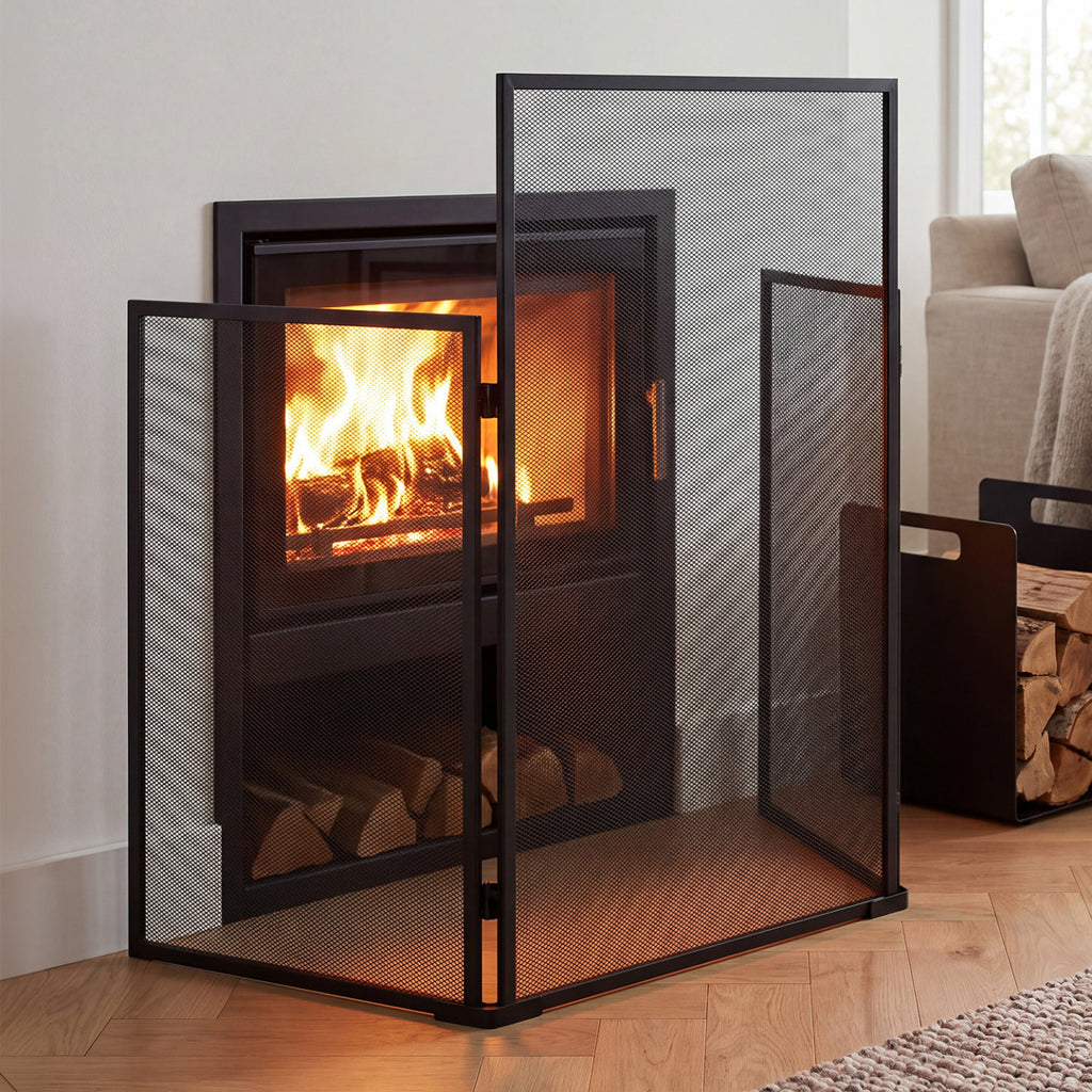Grille de protection pare feu 3 volets pour poêle et cheminée